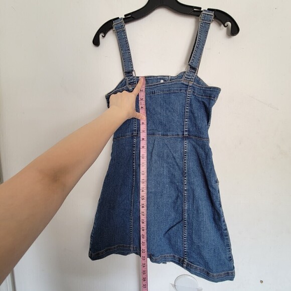 H&M Divided Button Front Blue Denim Cotton Jean Mini Dress Size 4 - Picture 9 of 12